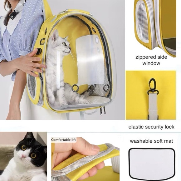 (NEW)Yellow PetPack Clear Bubble Carrying Bag Small, dogs Cats, Space Capsule - Picture 9 of 15